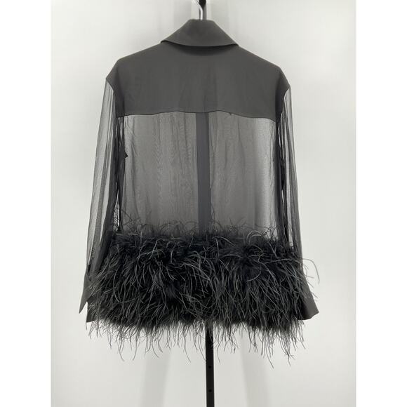 Sans Faff Costes Black Silk Feather Dress Size S - Picture 3 of 6